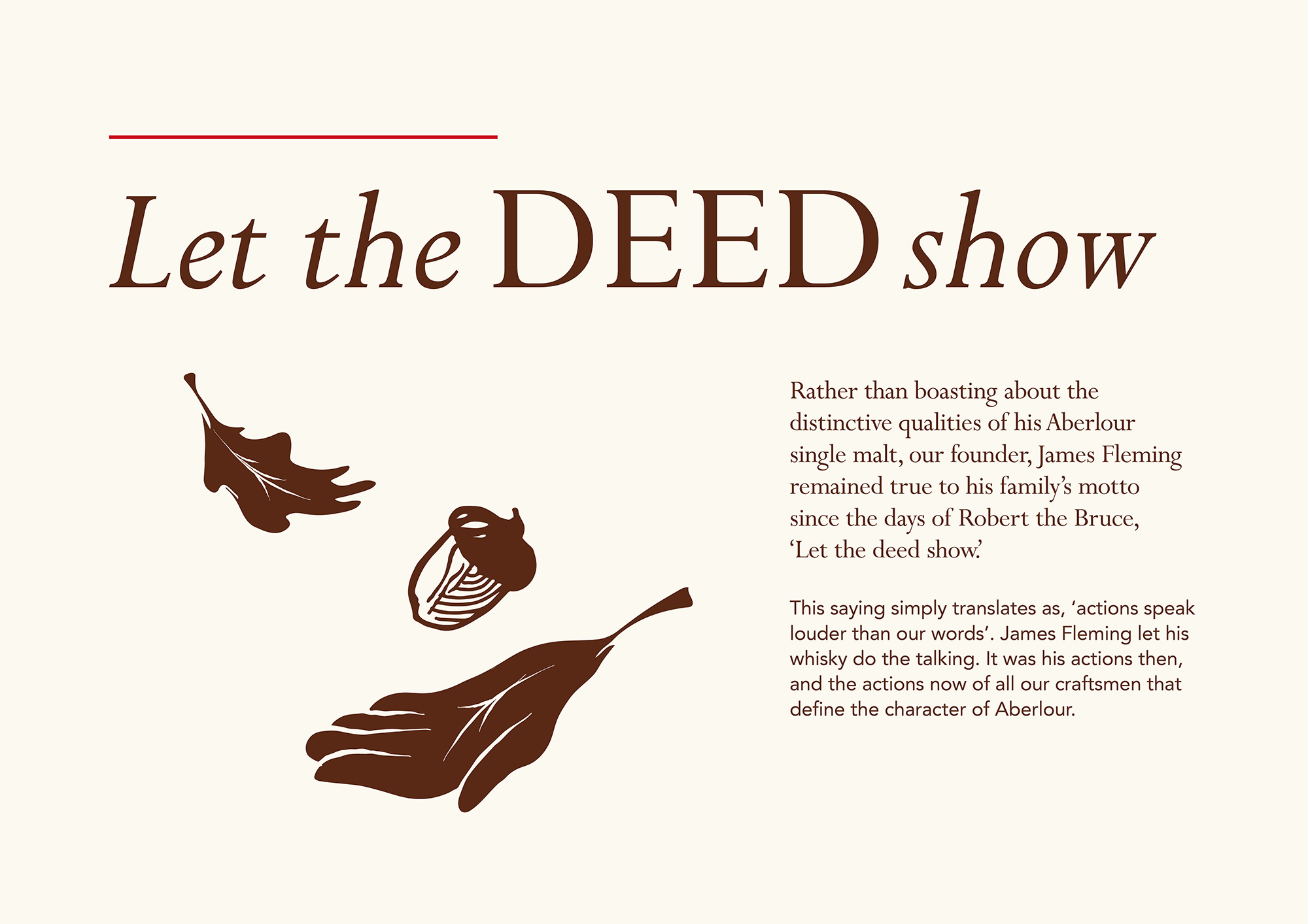 Aberlour whiskey - Let the DEED show tag.